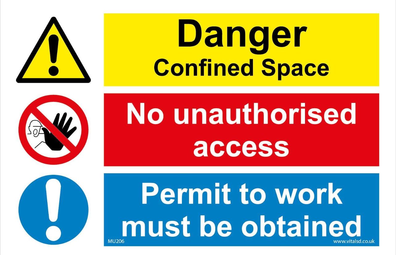 Safety Signage Danger Confined Space Enter By Permit Only | Safety Signage | Sticker on Board
