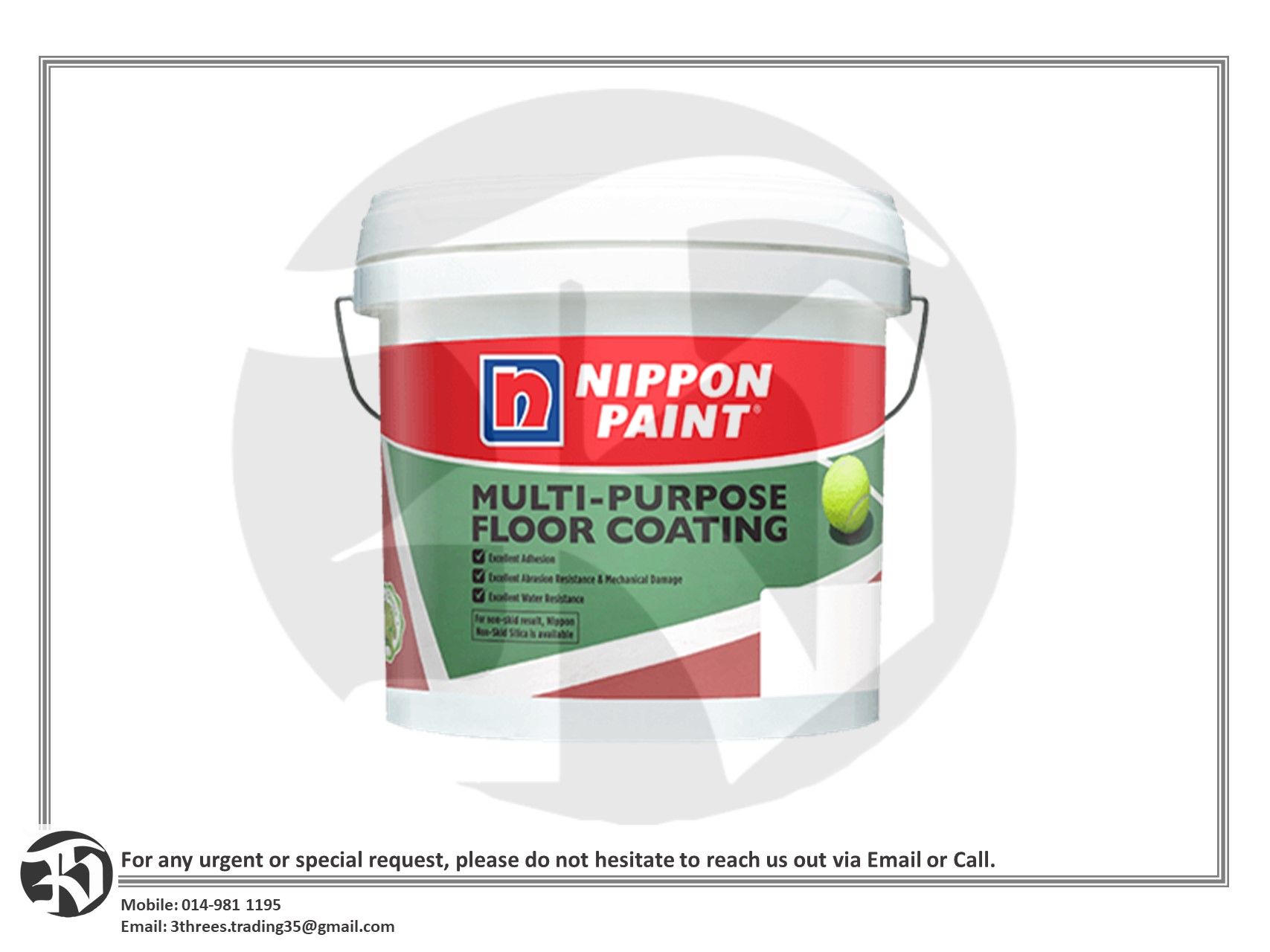 Nippon Paint Multi-Purpose Floor Coating Interior/Exterior Concrete Floor Paint 5L