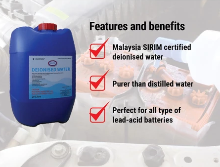 Deions Deionised Battery Water (20L) 100% Pure & Clean Water, for battery ,cosmetic, forklifts pcb cleaning