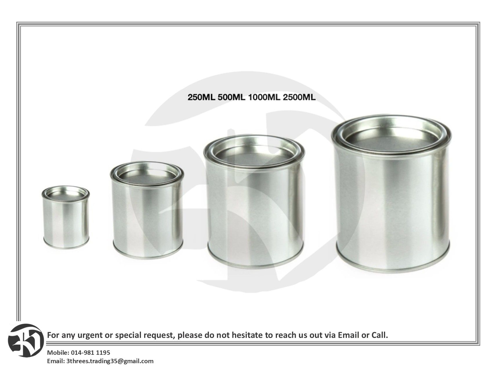 Tin Can 250ML/500ML/1000ML/2500ML