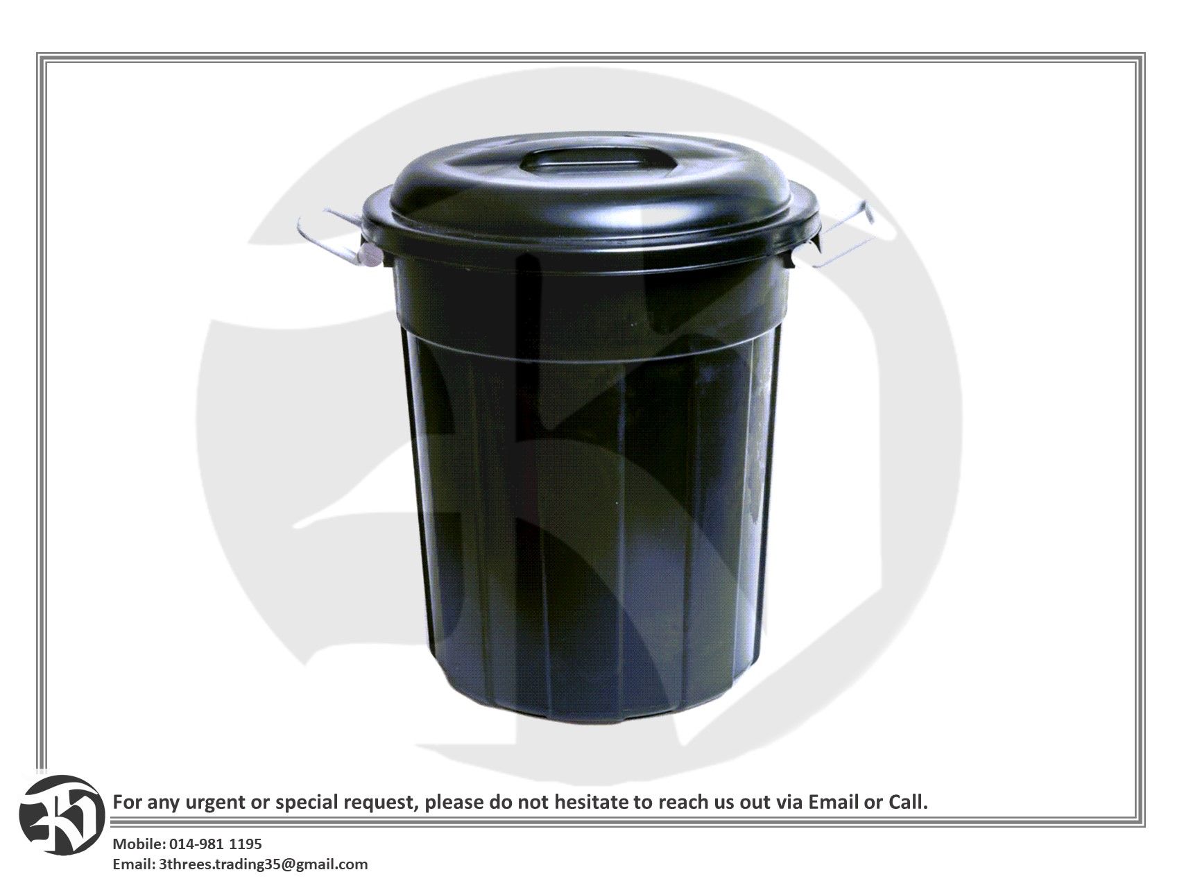 Trash Bin with Handles 50L (45cm x 50cm)