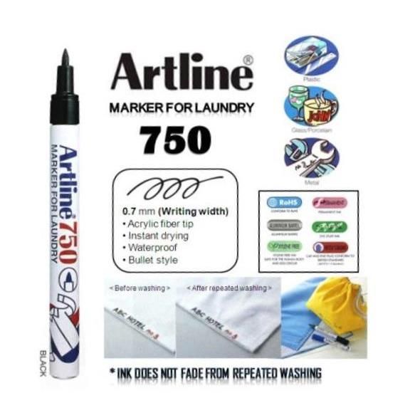 QP Artline Permanent Marker 750 (for Laundry) Black
