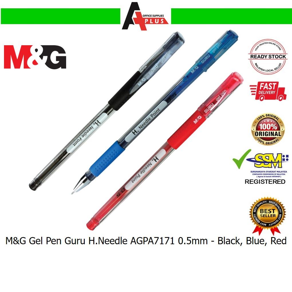 M&G Gel Pen Guru H.Needle AGPA7171 0.5mm / Pen Dakwat Gel - Black, Blue, Red