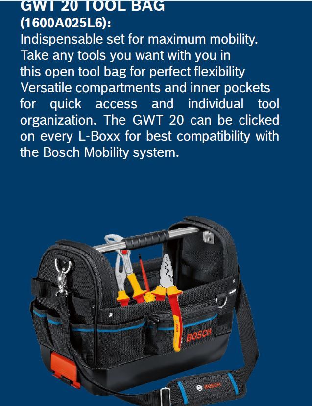 BOSCH PROFESSIONAL TOOL BAG GWT20 1600A025L6