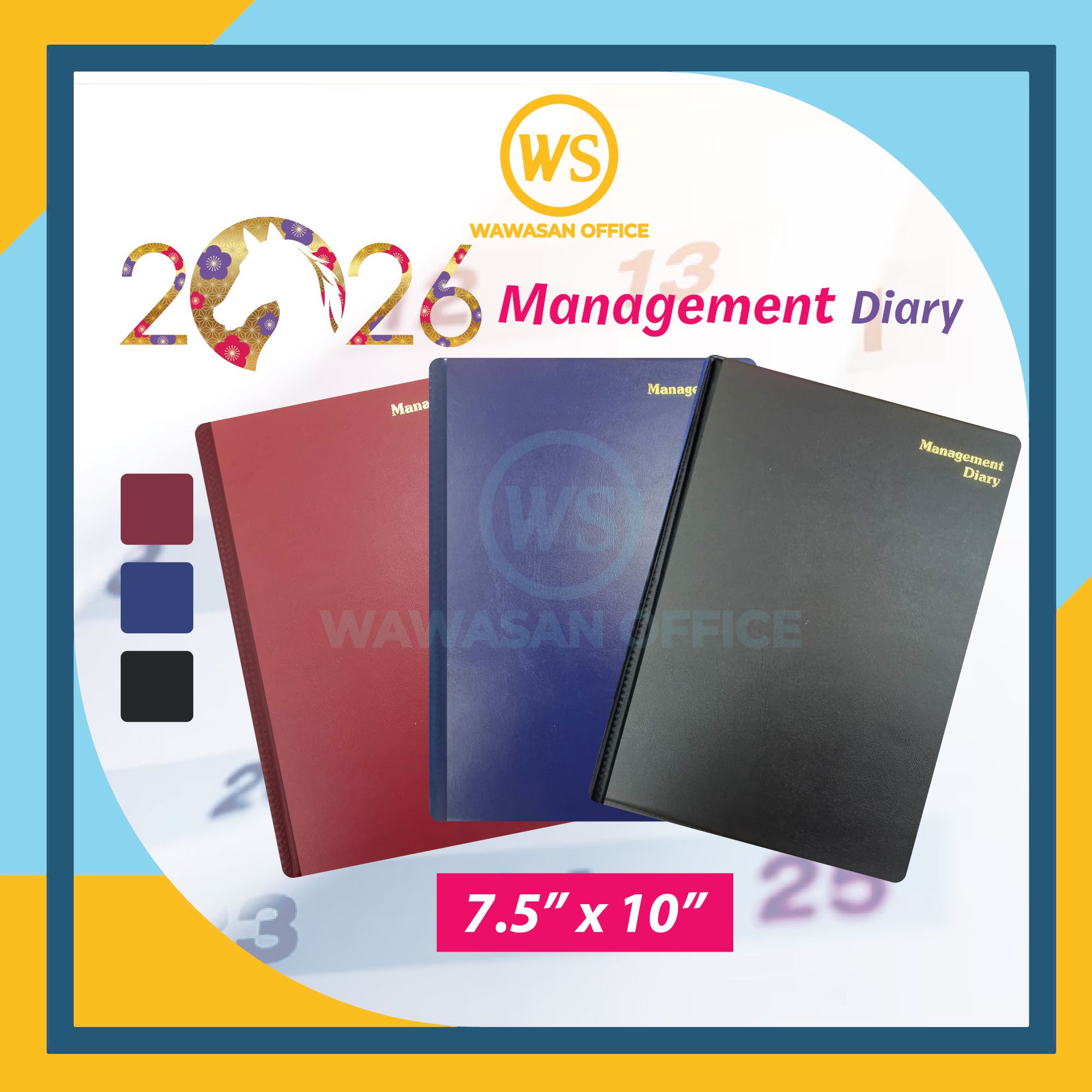 No Branded Management Diary 2026 (7.5" x 10") / 2026 Diary Planner / Diary 2026 Diary Book / Buku Diari
