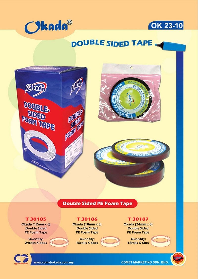 DOUBLE SIDED PE FOAM TAPE (12mm)(18mm)(24mm) (Leght 5m) / Okada / Foam Tape / Tape / Double Sided PE Foam Tape