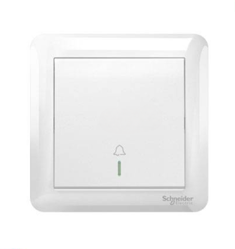 SCHNEIDER AFFLE PLUS A3G31BBPB 250V 1GANG BELL PRESS WITH FLUORESCENT LOCATOR, WHITE