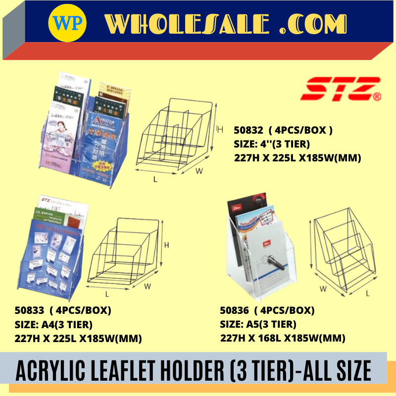 ACRYLIC LEAFLET HOLDER (3 TIER)-ALL SIZE /STZ /Acrylic /Holder /Leaflet /A4 /A5 /3 Tier /ACRYLIC LEAFLET HOLDER (3 TIER)