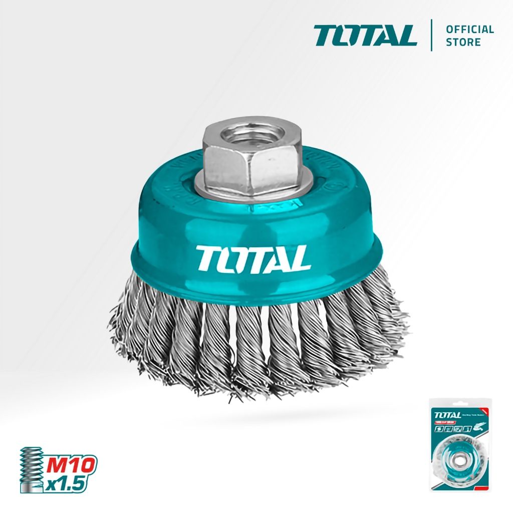 TOTAL WIRE CUP TWIST BRUSH WITH NUT (3"/4"/5") ROUGHENING + DESCALING ON CAST STEEL (M10) TAC32031.2/TAC32042/TAC32051.2