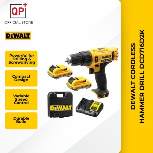 DEWALT CORDLESS HAMMER DRILL DCD716D2K-B1 12V 10MM WITH 2PCS BATTERIES & 1PC CHARGER l GERUDI l 电钻-DCD716D2K
