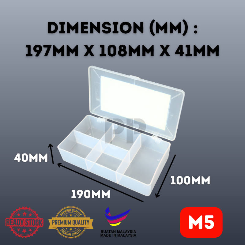 M-5 Multipurpose Transparent Plastic Storage Box with Removable Dividers Jewelry Box Organizer Storage Box