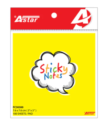 ASTAR STICKY NOTE FLUORESCENT COLOUR 3 X 2