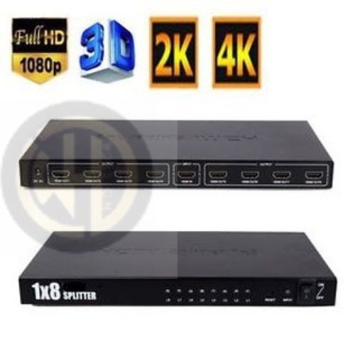 8 Port 1 In 8 Out 1x8 HDTV Splitter Audio Video 4K