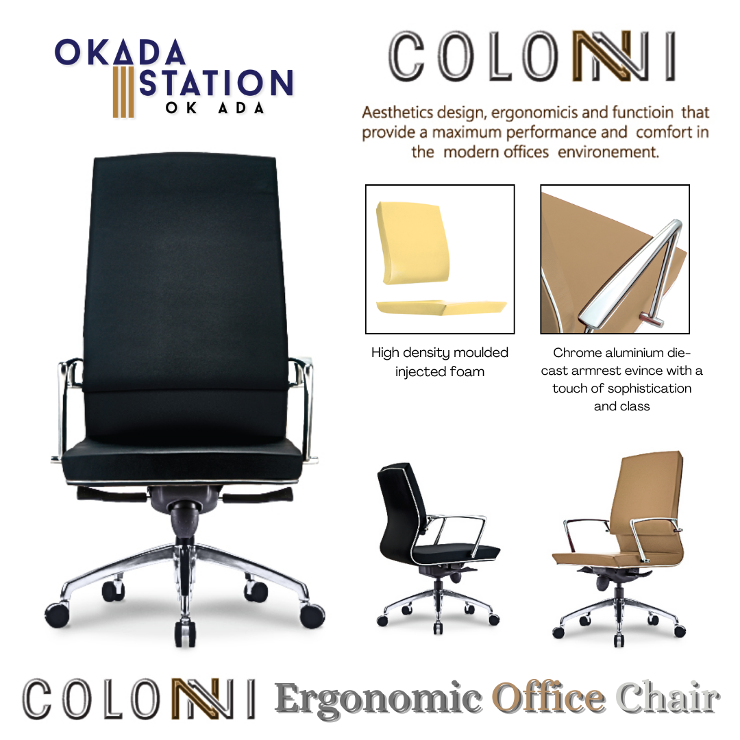 CLASSIC CHAIR COLONNI PU LEATHER ERGONOMIC OFFICE CHAIR WITH ALUMINIUM LEG - ALL SIZE / CLASSIC CHAIR / CHROME SERIES / COLONNI SERIES / ERGONOMIC EXECUTIVE CHAIR / COLONNI SERIES OFFICE CHAIR / ERGONOMIC OFFICE CHAIR / OFFICE CHAIR / EXECUTIVE CHAIR / CHAIR / COL
