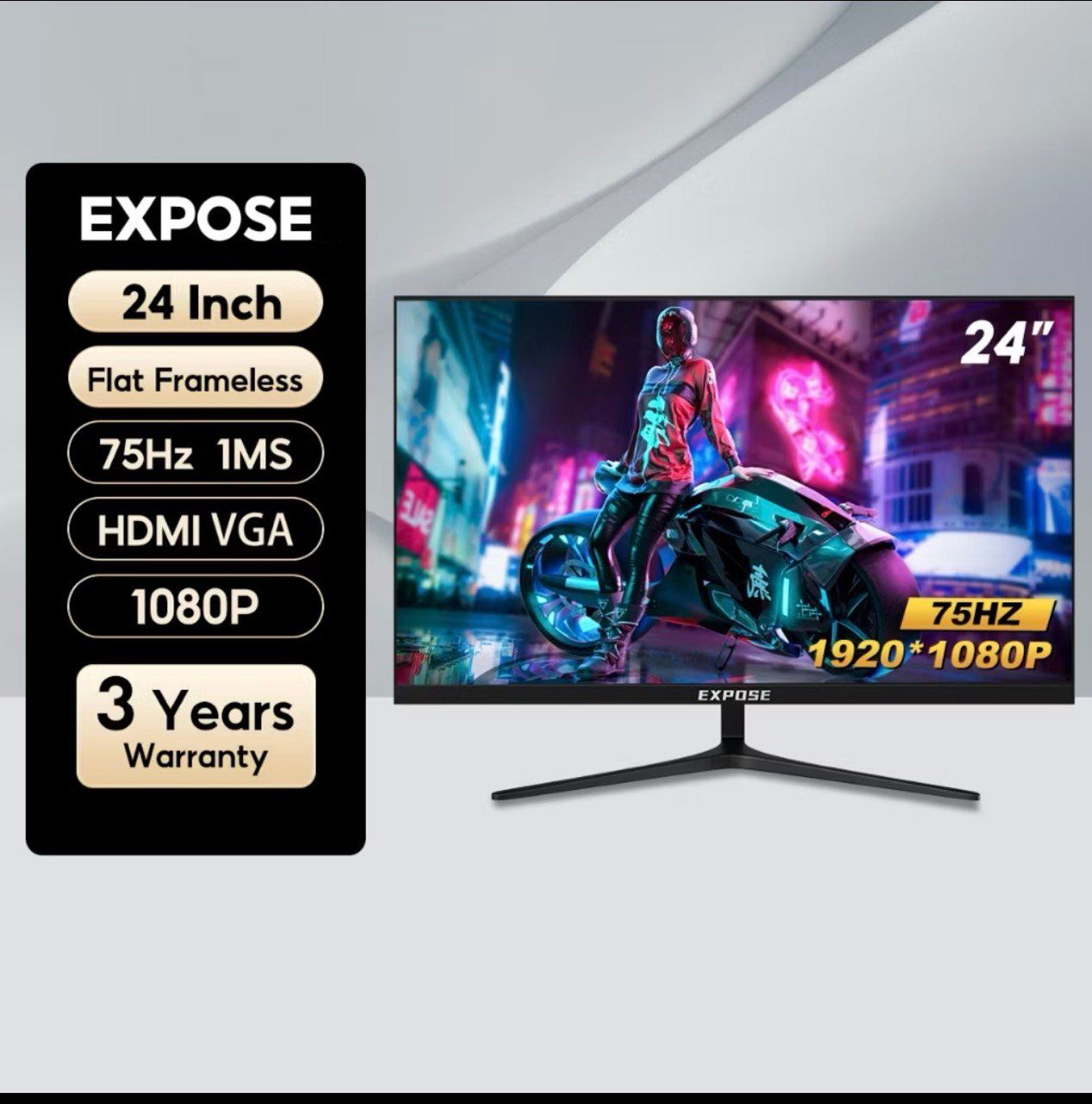 EXPOSE Monitor PC Office Gaming Monitor 24 inch Flat 1080P 75Hz 100Hz