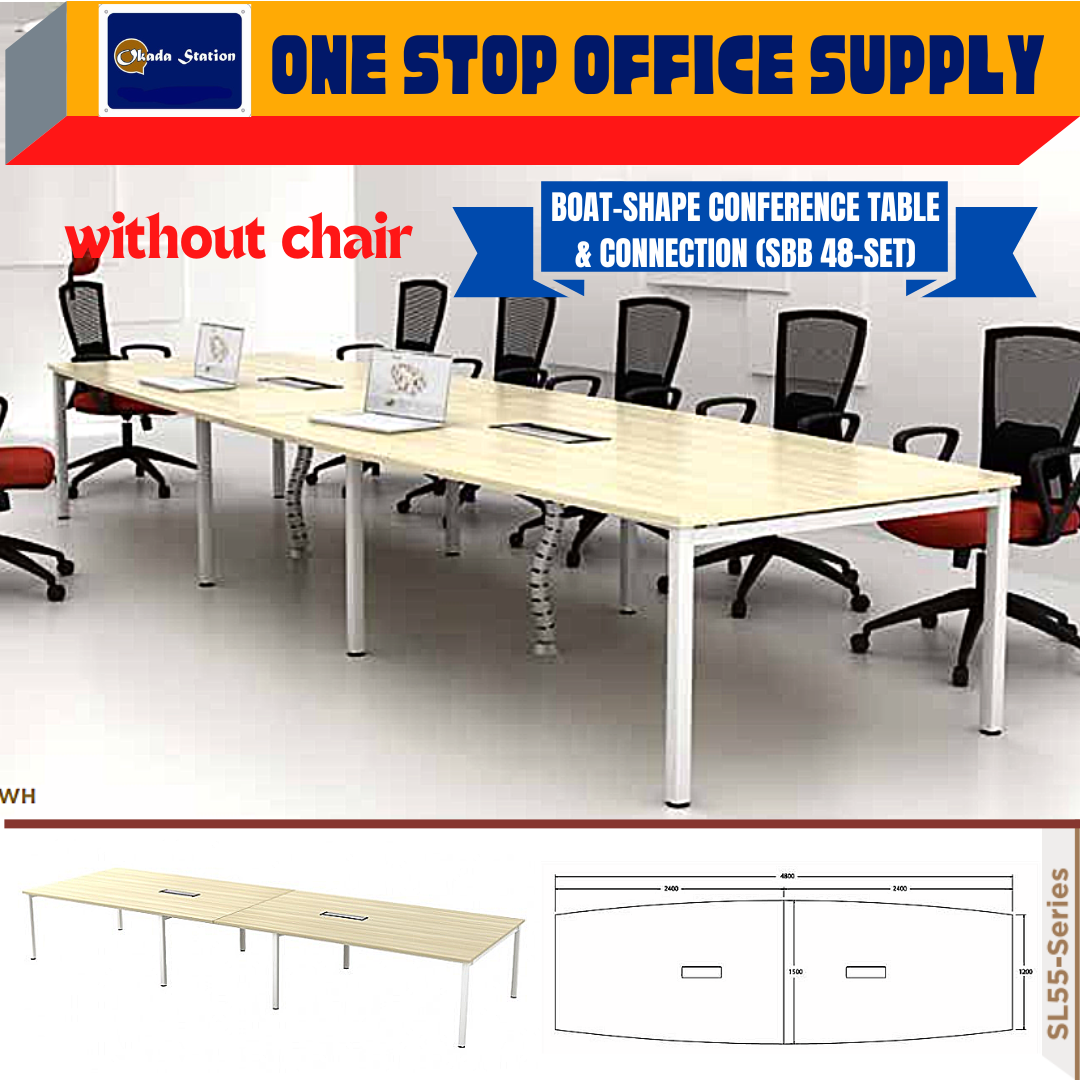 BOAT-SHAPE CONFERENCE TABLE SET ( SBB 48-SET) / BOAT SHAPE-TABLE / CONFERENCE TABLE / OFFICE TABLE SET / MEETING TABLE / SBB 48 / SL-55 SERIES