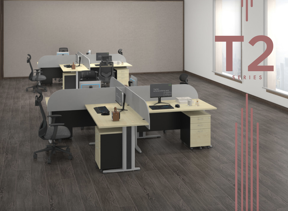 WORKSTATION : CLUSTER OF 2 / CLUSTER OF 4 / WITH TABLE TOP PANEL & MOBILE PEDESTAL