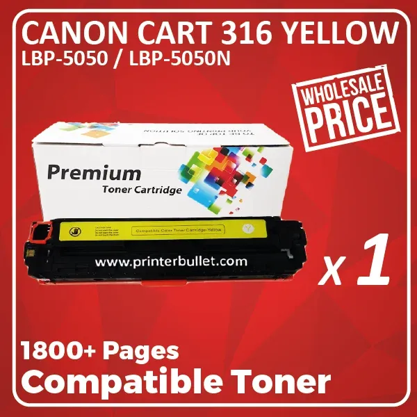Canon 316 Yellow High Quality Colour Laser Toner Cartridge for Canon LBP-5050 / LBP5050N printer