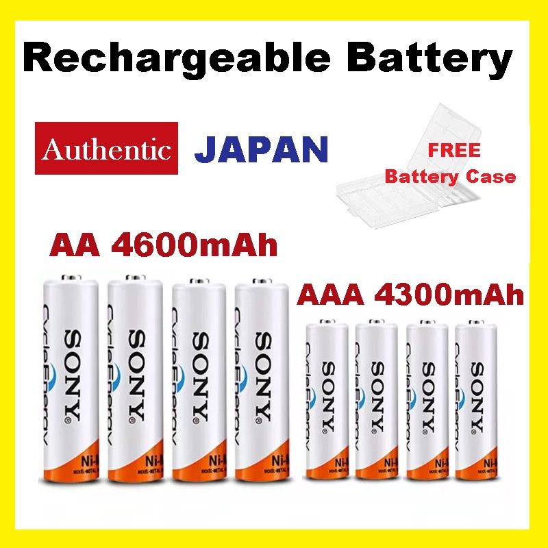 16pcs Sony Rechargeable Battery AA / AAA 9V GP Charger 1.2V WITH  FREE Battery Case