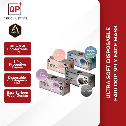 [A-MASK AURORA] ULTRA SOFT DISPOSABLE EARLOOP 3PLY FACE MASK l TOPENG MUKA l 口罩-MIDNIGHT