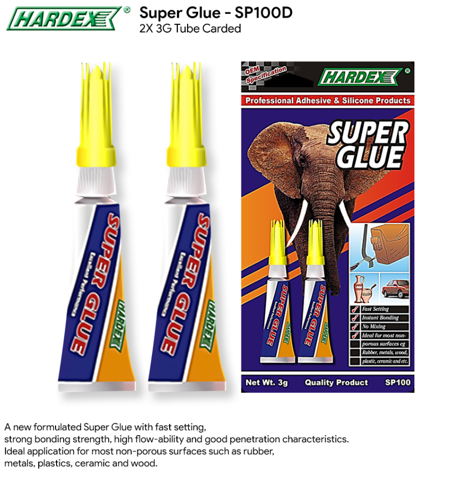 HARDEX SUPER GLUE SP 100D - DOUBLE 3G TUBE CARDED