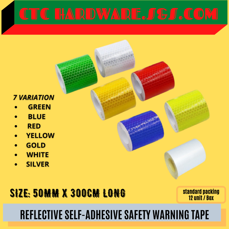 50MM X 300CM REFLECTIVE SELF-ADHESIVE SAFETY WARNING TAPE