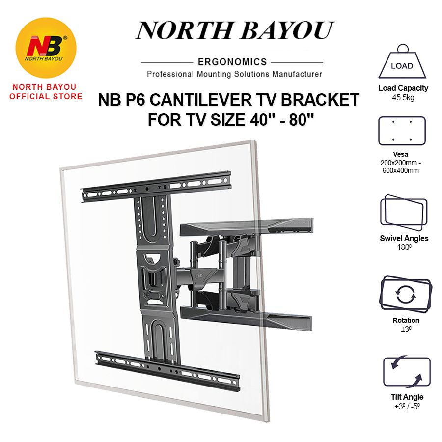 NB P6 Cantilever TV Bracket Suitable for TV Size 40" - 80"