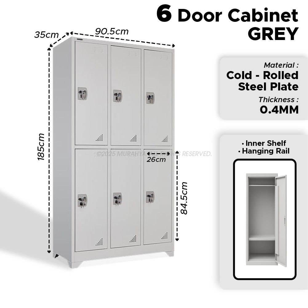 Locker Cabinet Steel With Lock Kabinet Loker Almari Besi Berkunci Locker 6 Compartments Locker Metal Cabinet