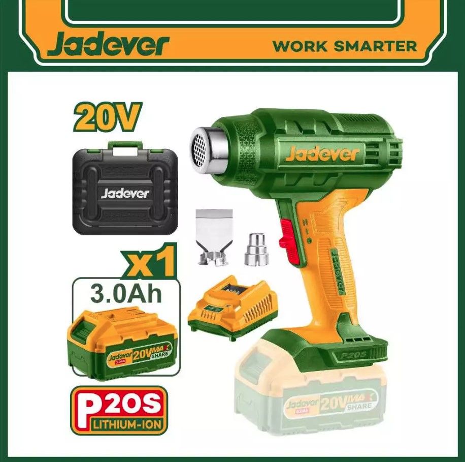 JADEVER CORDLESS HEAT GUN, WITH 1 PCS CHARGER AND BATTERY JDKH1B01