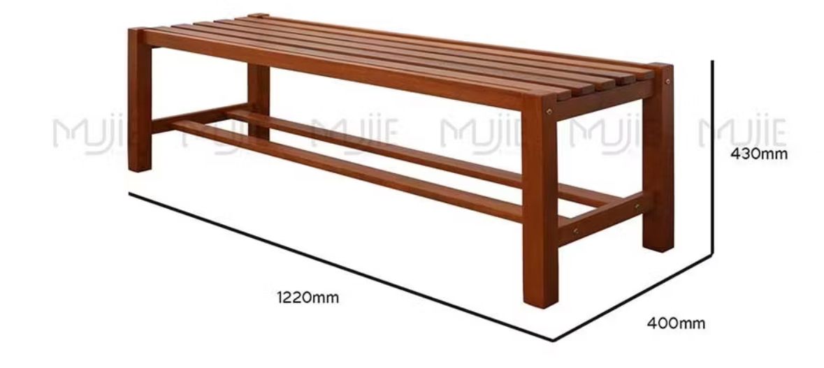 Solid Wood Bench Chair (430H x 400D x 1220L)