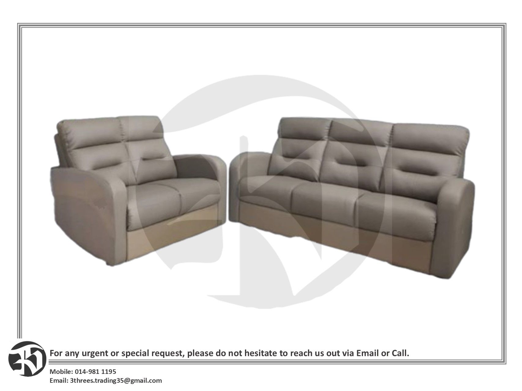 Half Leather Sofa 2 Seater/3 Seater