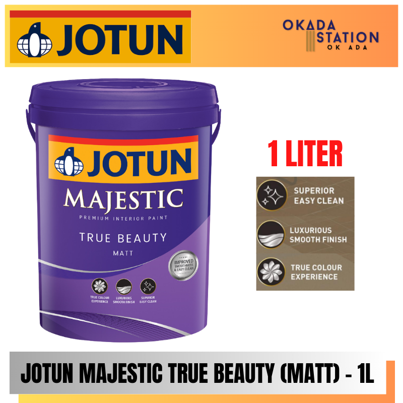 Jotun Paint / 1L / 1 LITER / Interior Paint / Majestic True Beauty Matt / Waterbased Paint / Cat Dalaman / Cat Air / Cat