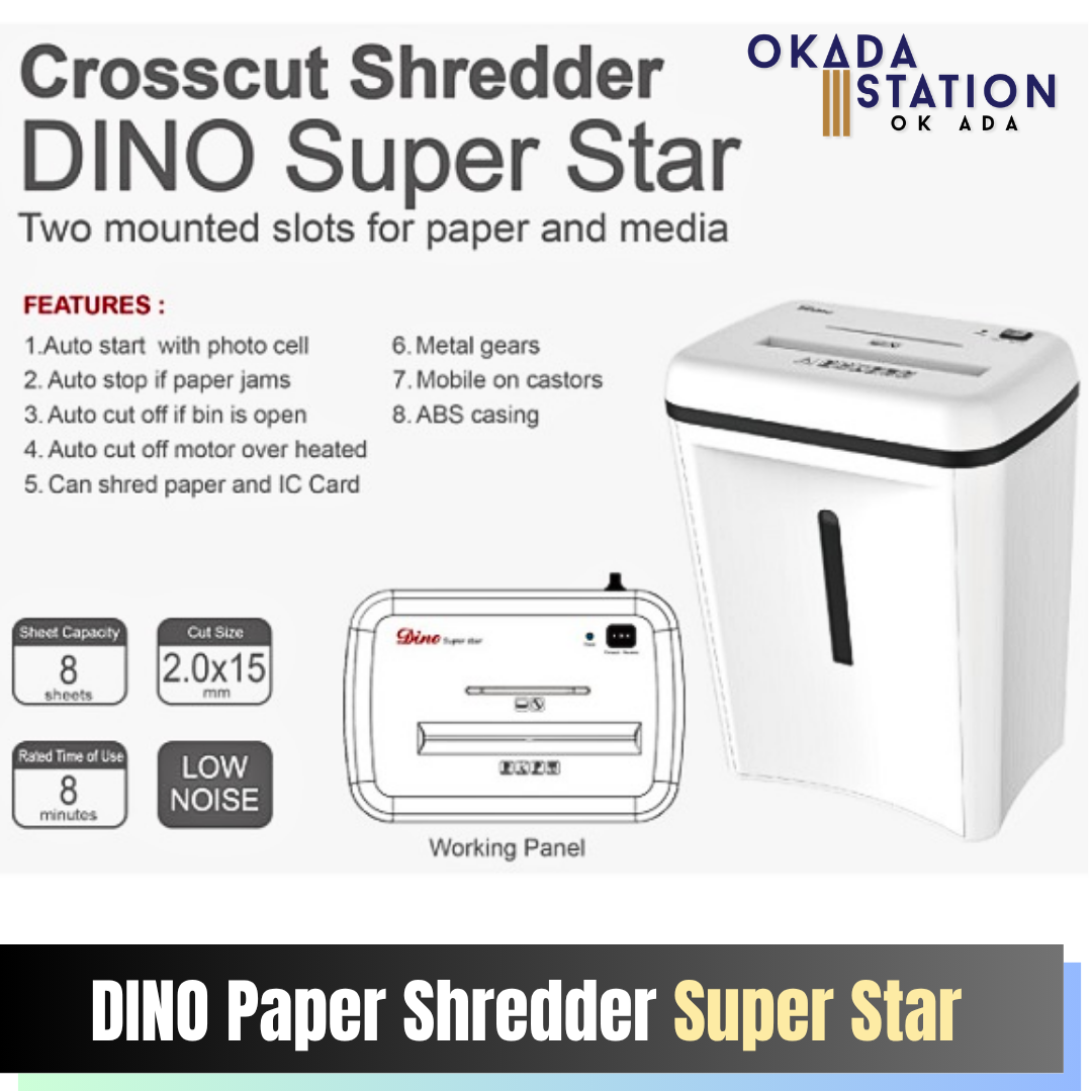 Dino Super Star Paper Shredder - Micro Cut / DINO / Paper Shredder / Super Star Paper Shredder / Dino Super Star / Mesin Pencincang / Mesin Potong Kertas