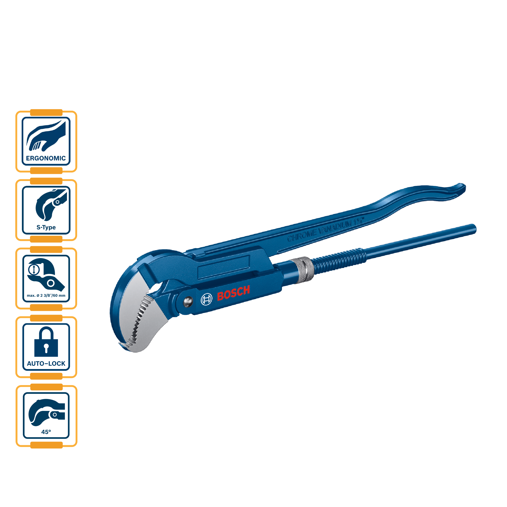 BOSCH Sanitary Corner Pipe Wrench 45掳 420mm