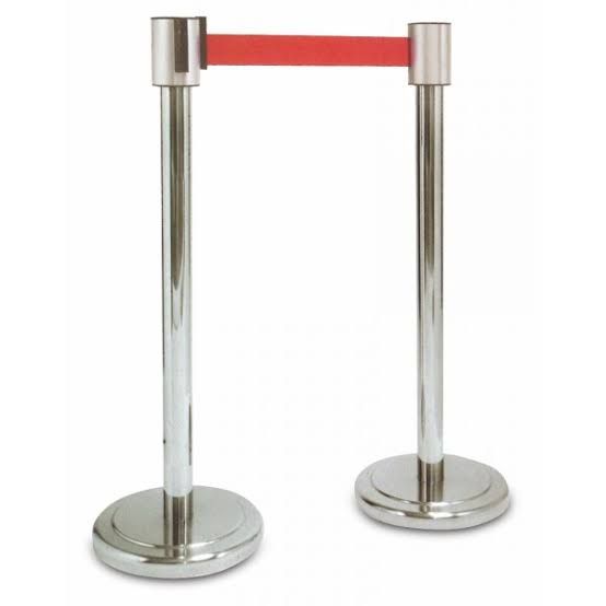 Barricade / Stainless Steel Queue Up Stand With 2 Meter Retractable Belt / POLE / TIANG BERATUR / QUEUE UP STAND