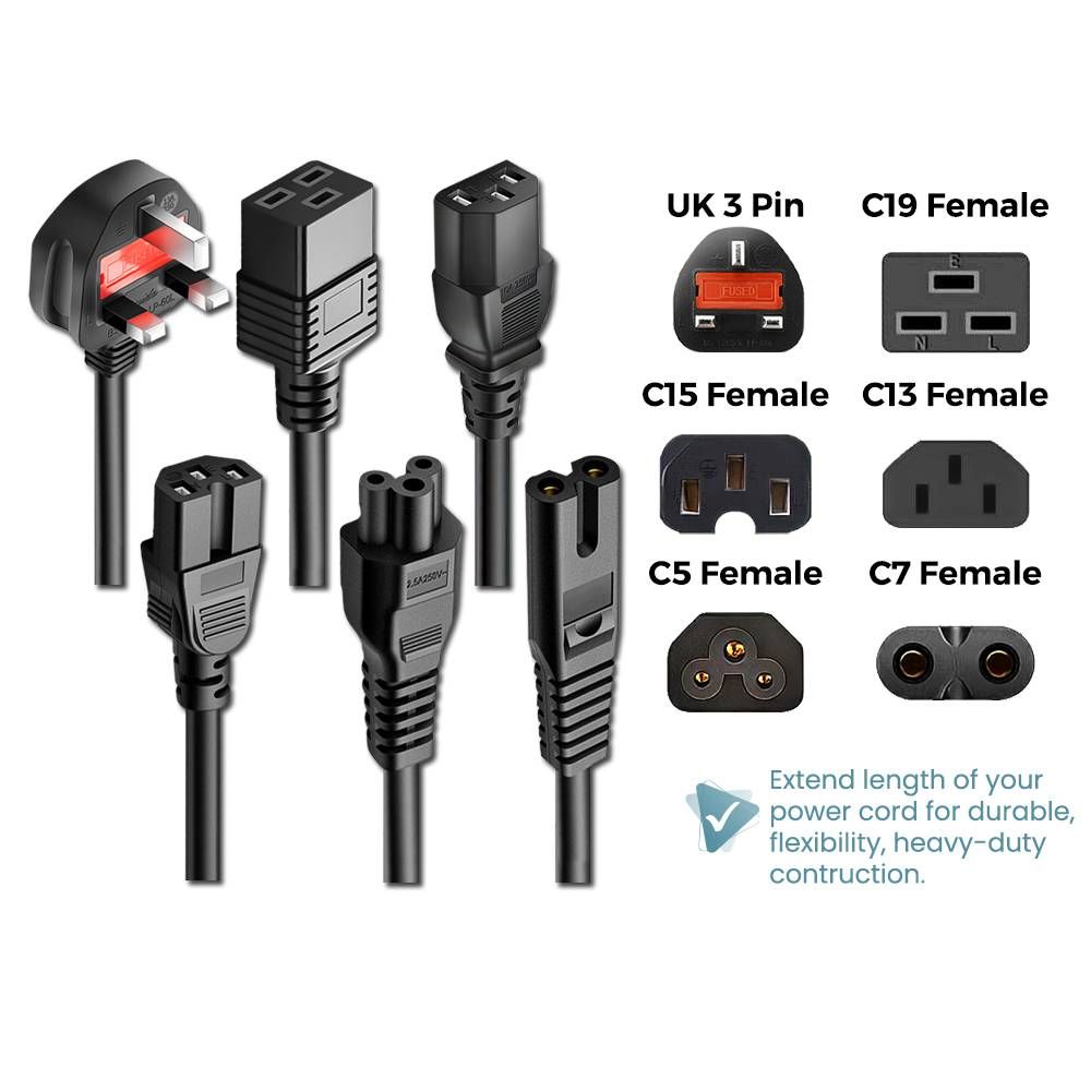 3PIN UK TO MULTI COPPER WIRE 0.75MM/1.0MM/1.5MM POWER CORD WITH FUSE 1.5M 1.8M 3M 5M 10M