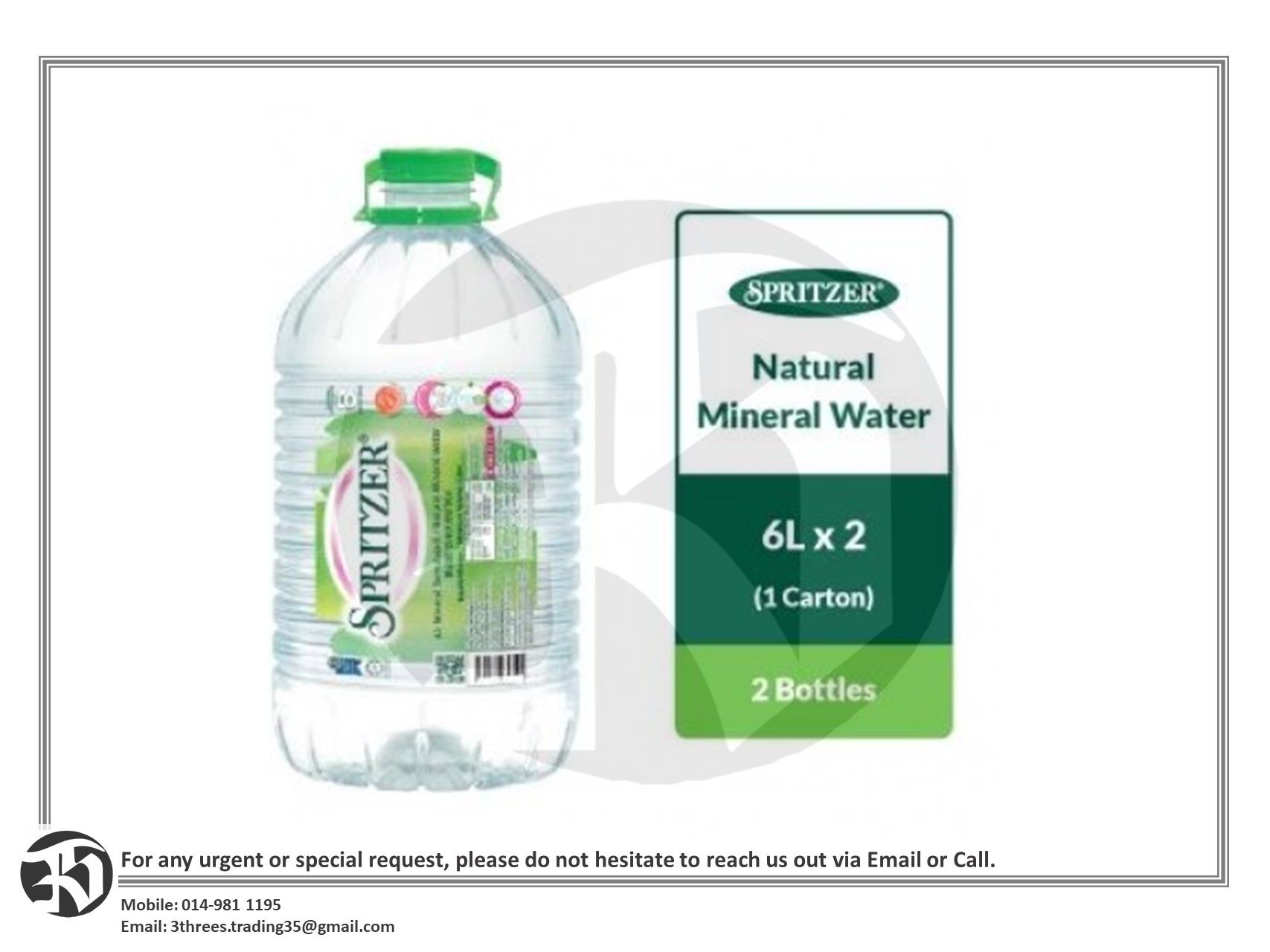 Spritzer Natural Mineral Water (6L X 2)