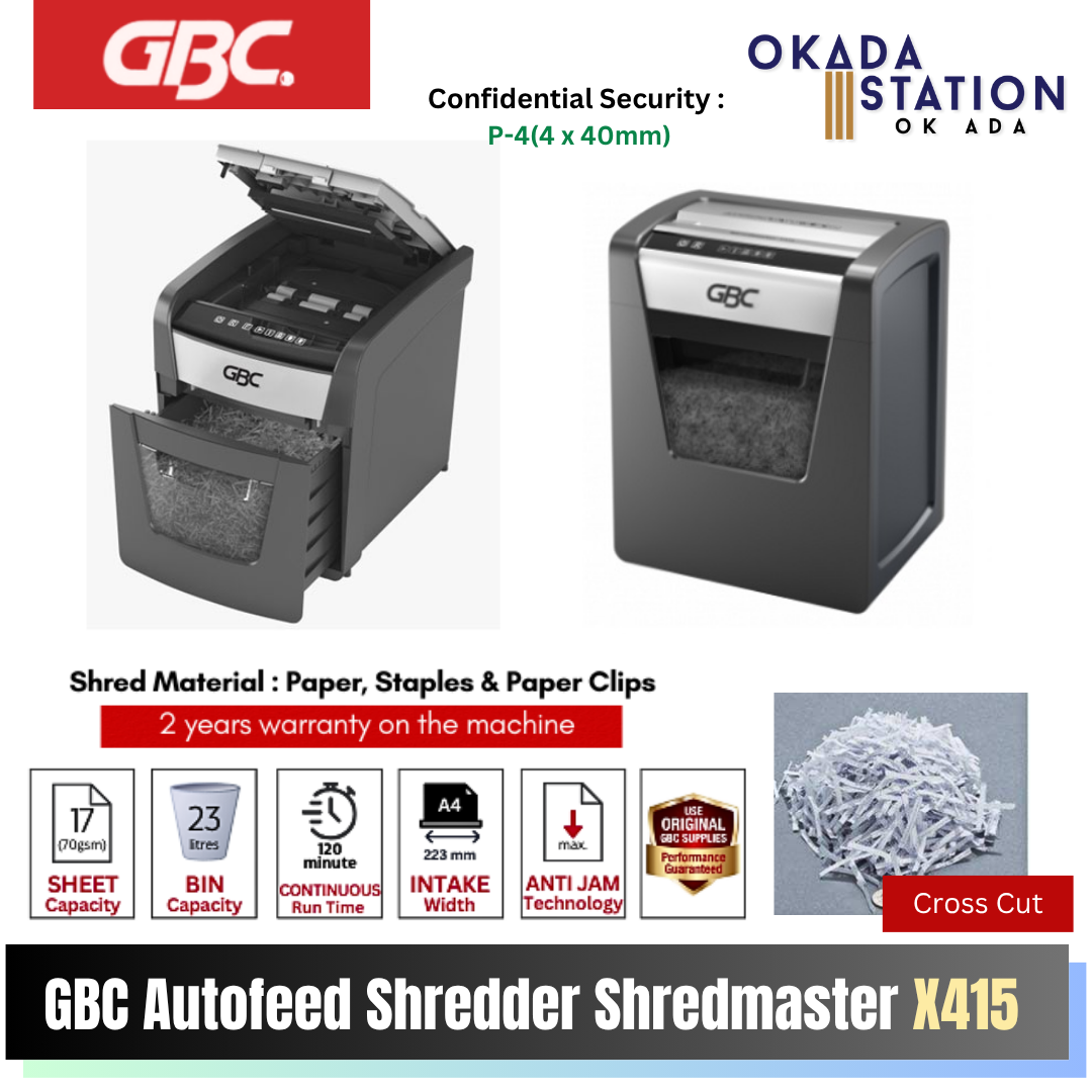GBC Paper Shredder Shredmaster X415 / X415 / Hands Free Paper Shredder / Small Office Paper Shredder / Cross Cut / Mesin Pencincang / Mesin Potong Kertas