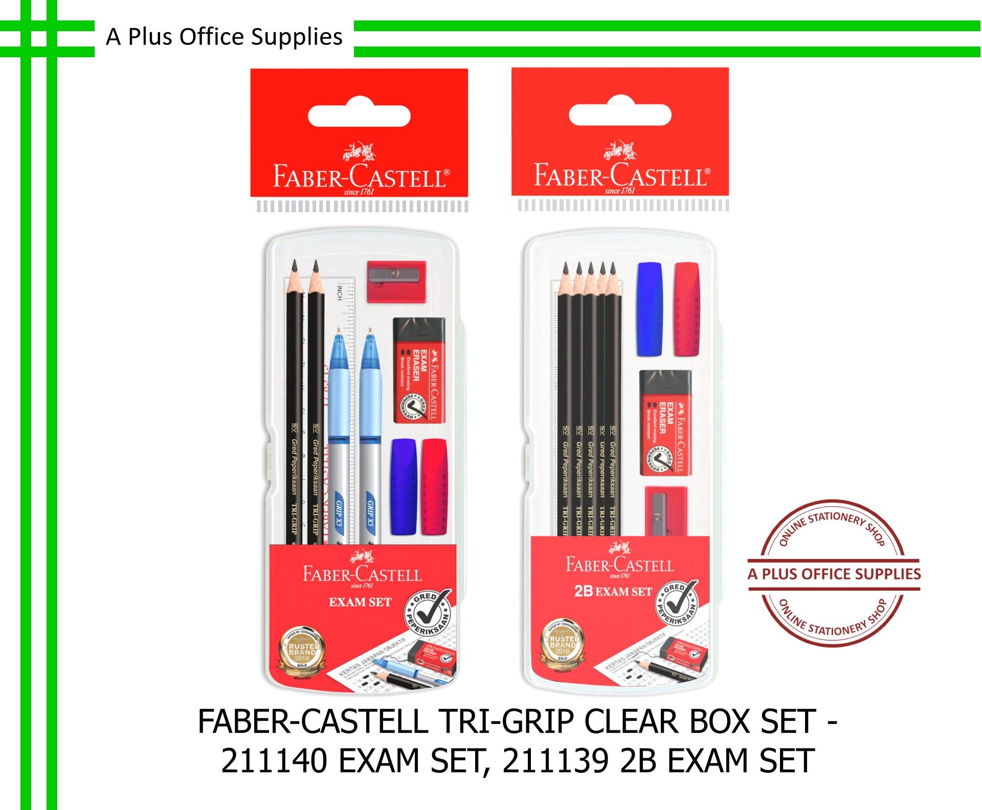 FABER-CASTELL Tri-Grip Exam Set Clear Box / Set Pensel 2B