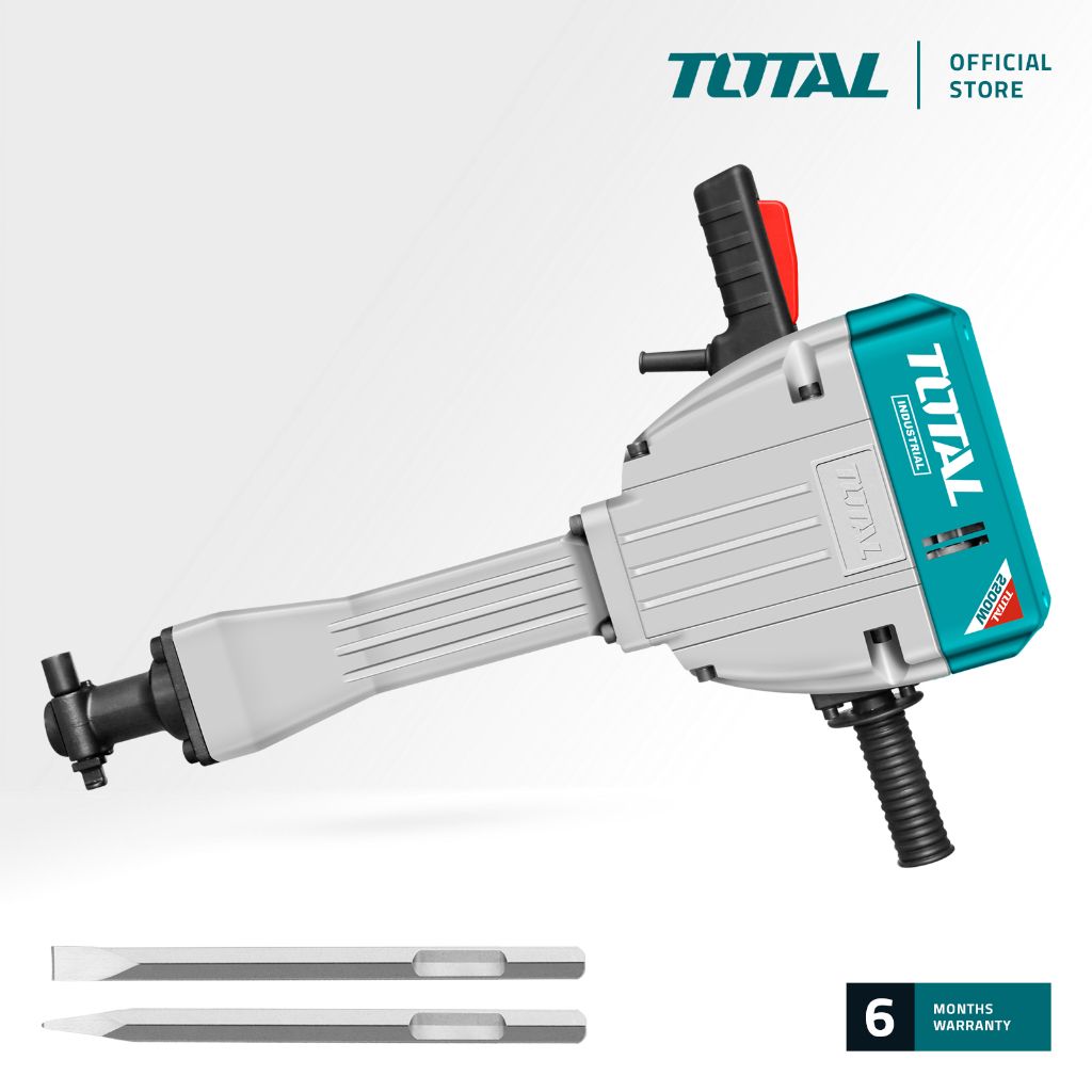 TOTAL TH220502 DEMOLITION BREAKER (ANTI-VIBRATION PLUS AUTO-STOP CARBON BRUSHES MECHANISMS IN PLACE. HEX CHUCK SYSTEM.)