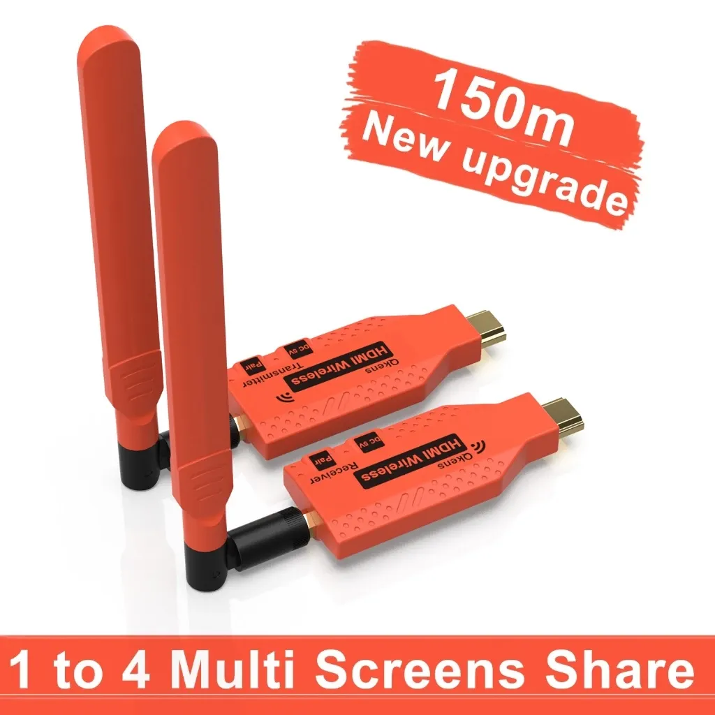 150m Wireless HDMI Extender 1x2 HDMI Splitter Audio Video Transmitter and Receiver Wireless Share Display Adapter for Camera
