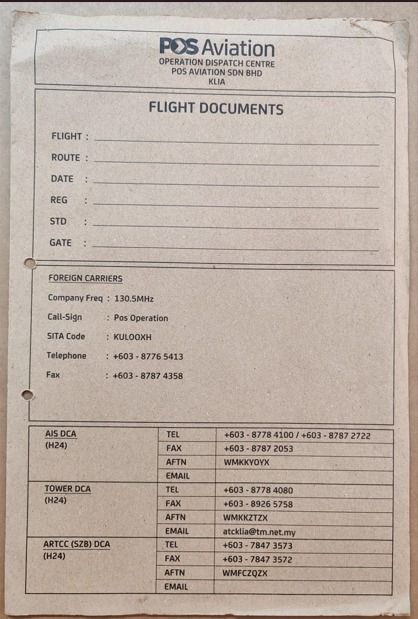 Brown File Flight Documents (Pos Aviation)