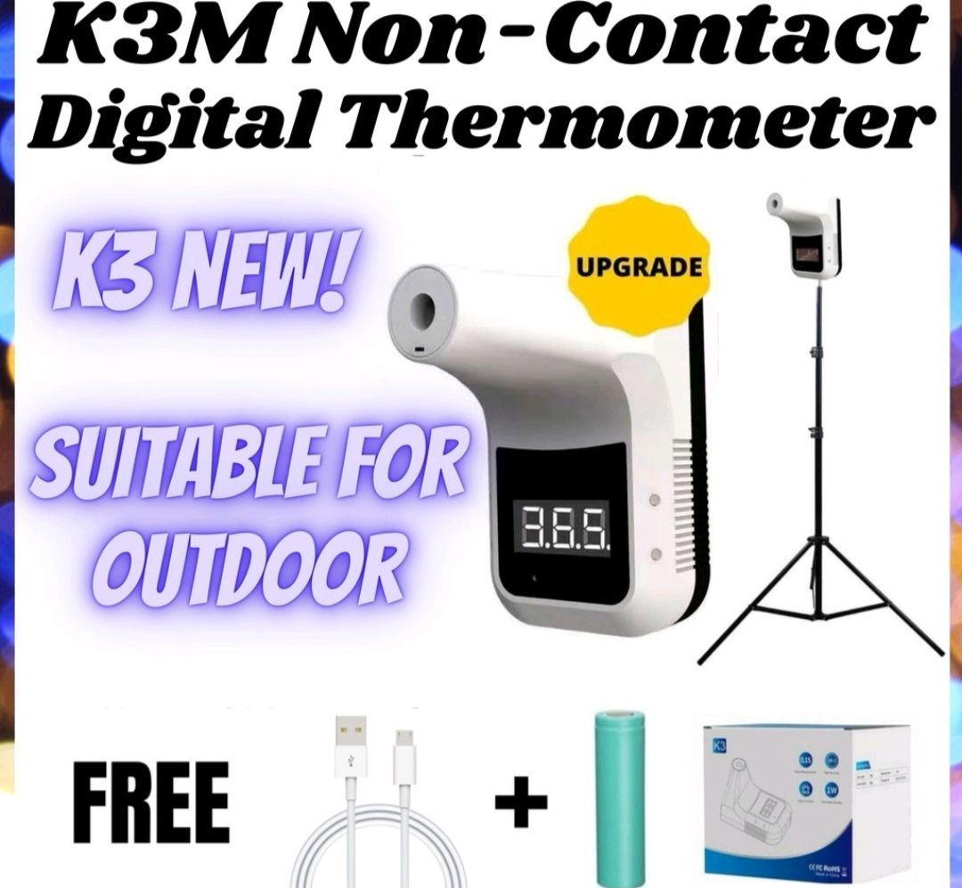 NA Thermometer Stand K3M FULL SET with TRIPOD Non-Contact Digital (indoor and outdoor)