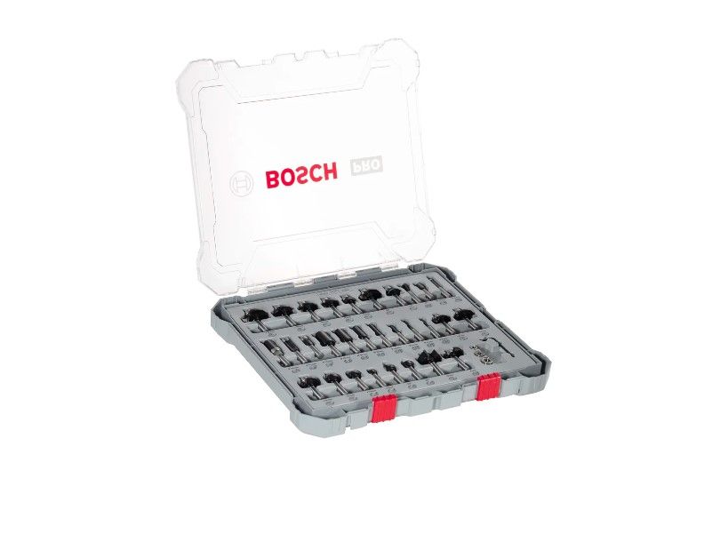 BOSCH PRO ROUTER BIT MIXED SET, SHANK 1/4?, 30 PCS (2607017476)