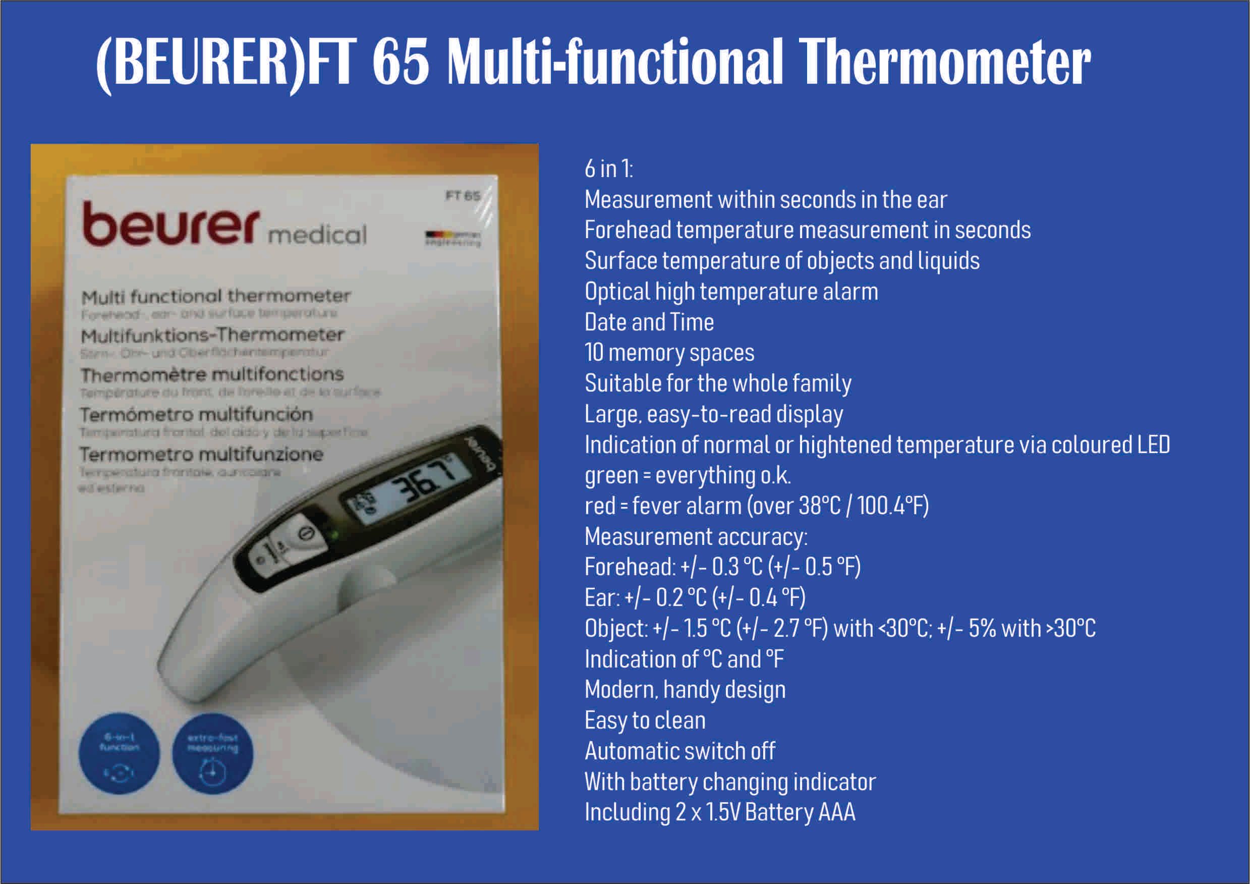 OCHA Beurer FT65 Multi-Function Thermometer ( MDA CERTIFIED) FREE DELIVERY SEMENANJUNG ONLY