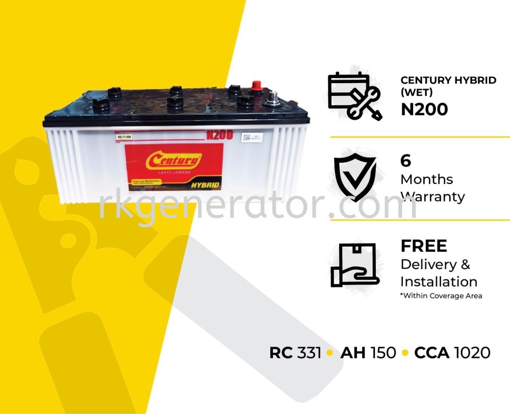 Car Battery CENTURY N200 (Conventional) - 29 Plates - Automotive Battery