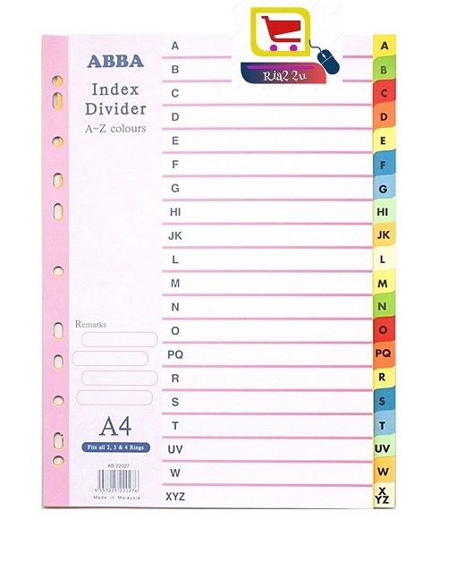 ABBA Index Divider A-Z / Paper Index / Index Divider A-Z / Index RTSB