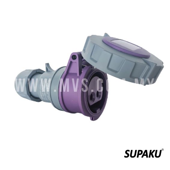 M-SAFE SUPAKU CEE 16A 2P 24V LOW VOLTAGE INDUSTRIAL IP67 PURPLE PLUG & SOCKET UNGGU /PANEL SOCKET
