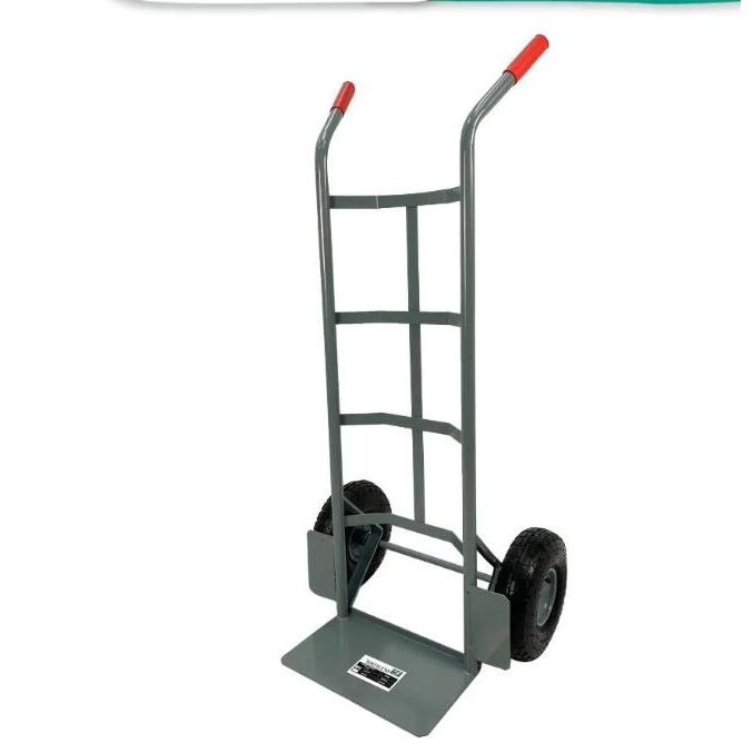 MYSTAR 2 WHEELS HAND TROLLEY WITH 10" PNEUMATIC WHEEL GREY FRAME (P-SHAPE TRUCK) 150KGS