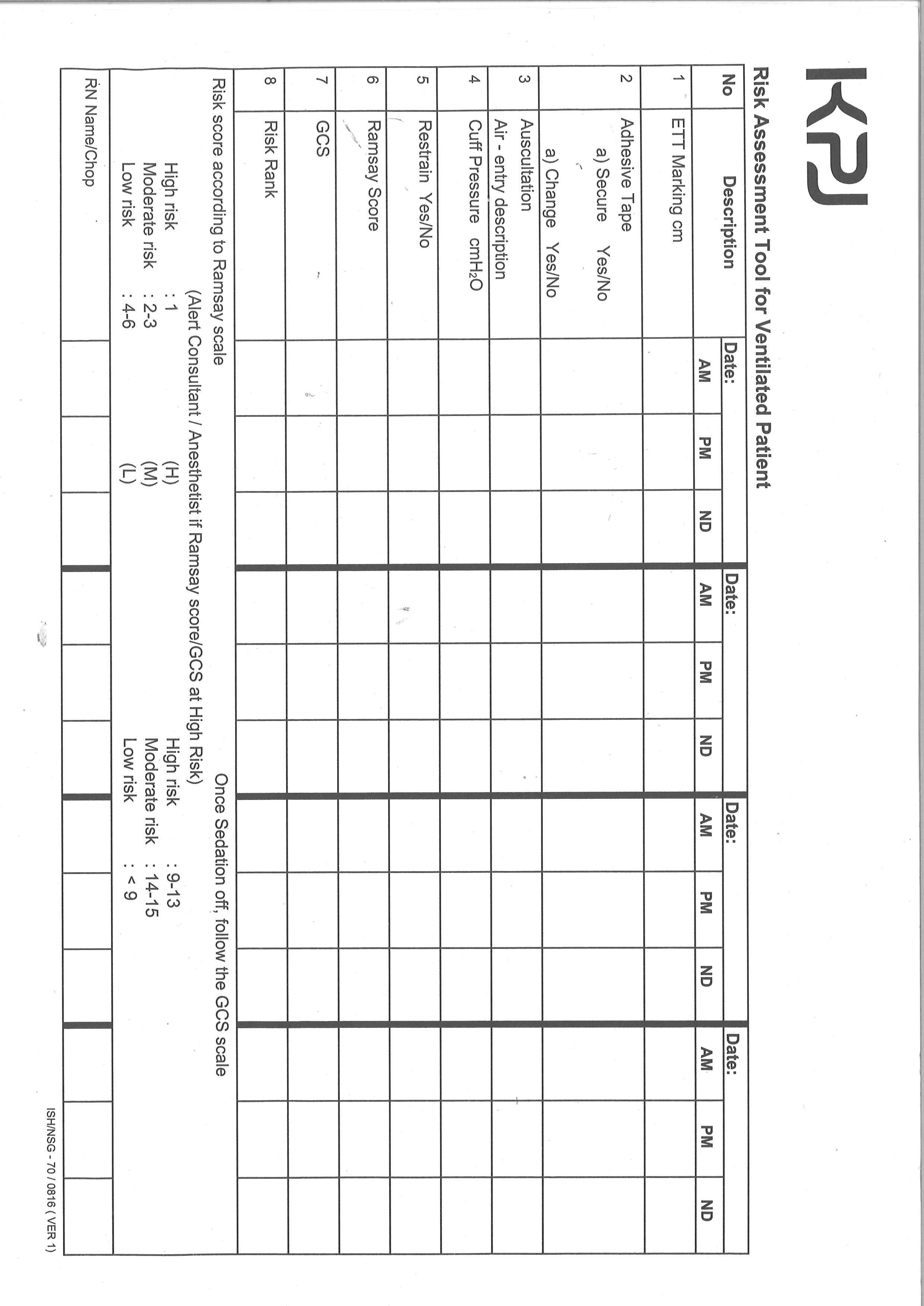RISK ASESSMENT TOOL FOR VENTILATED PATIENT